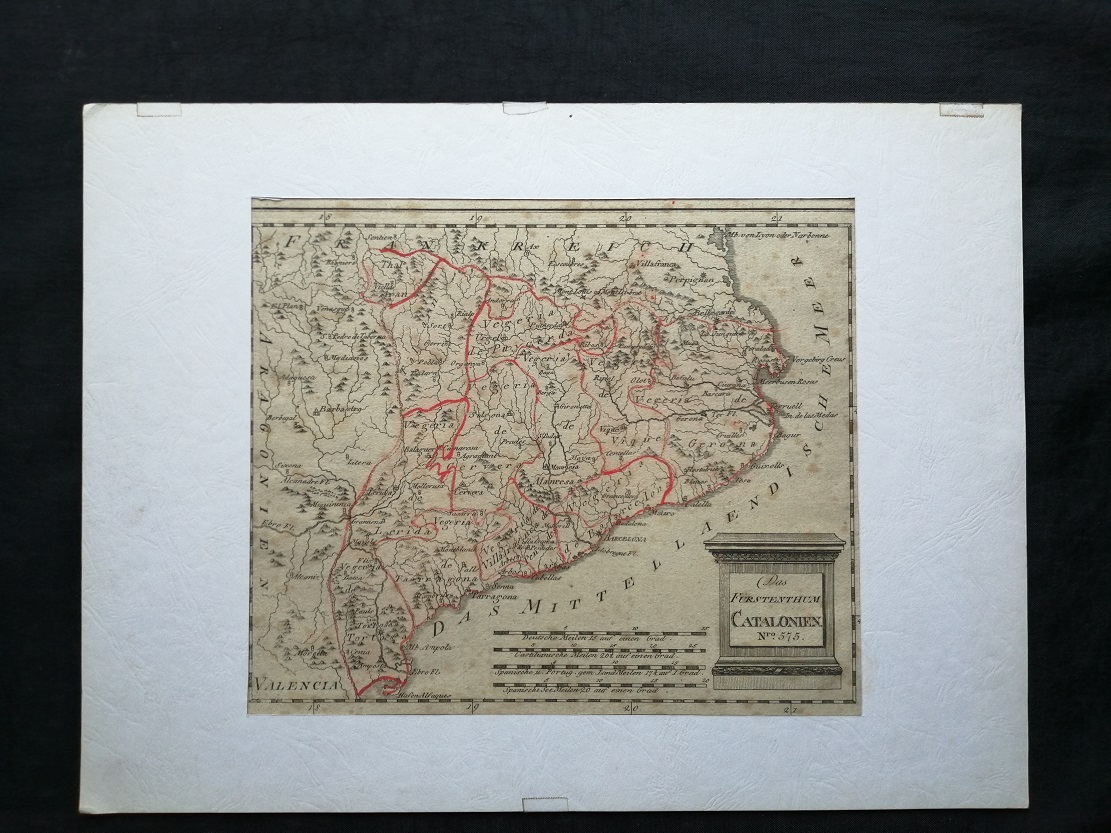 Антикварная карта Каталонии 1791 год.