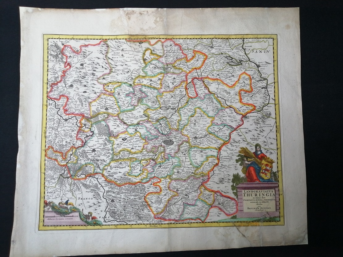 Карта Тюрингии 1680 год.