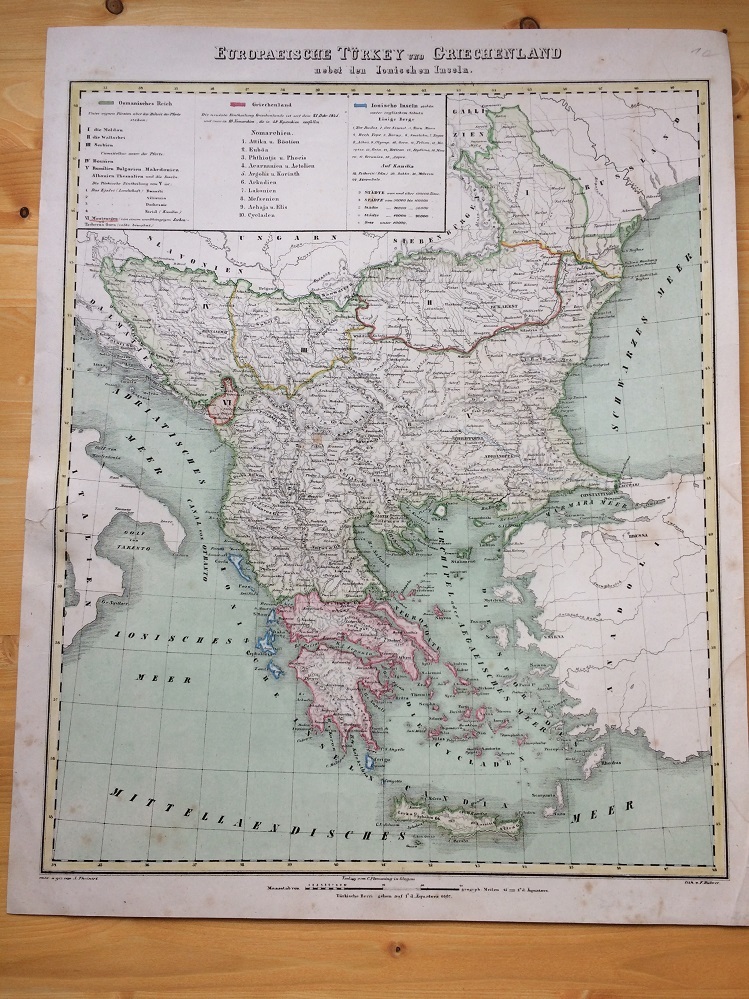 Антикварная карта Балкан сер. 19 века