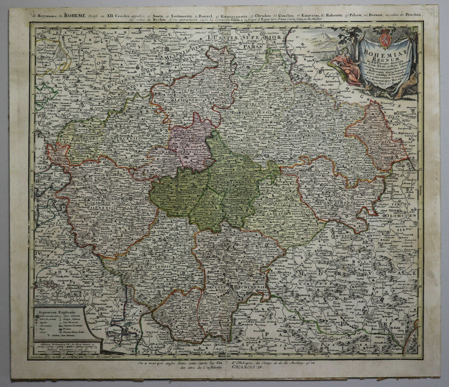 Карта Чехии 1740 год.