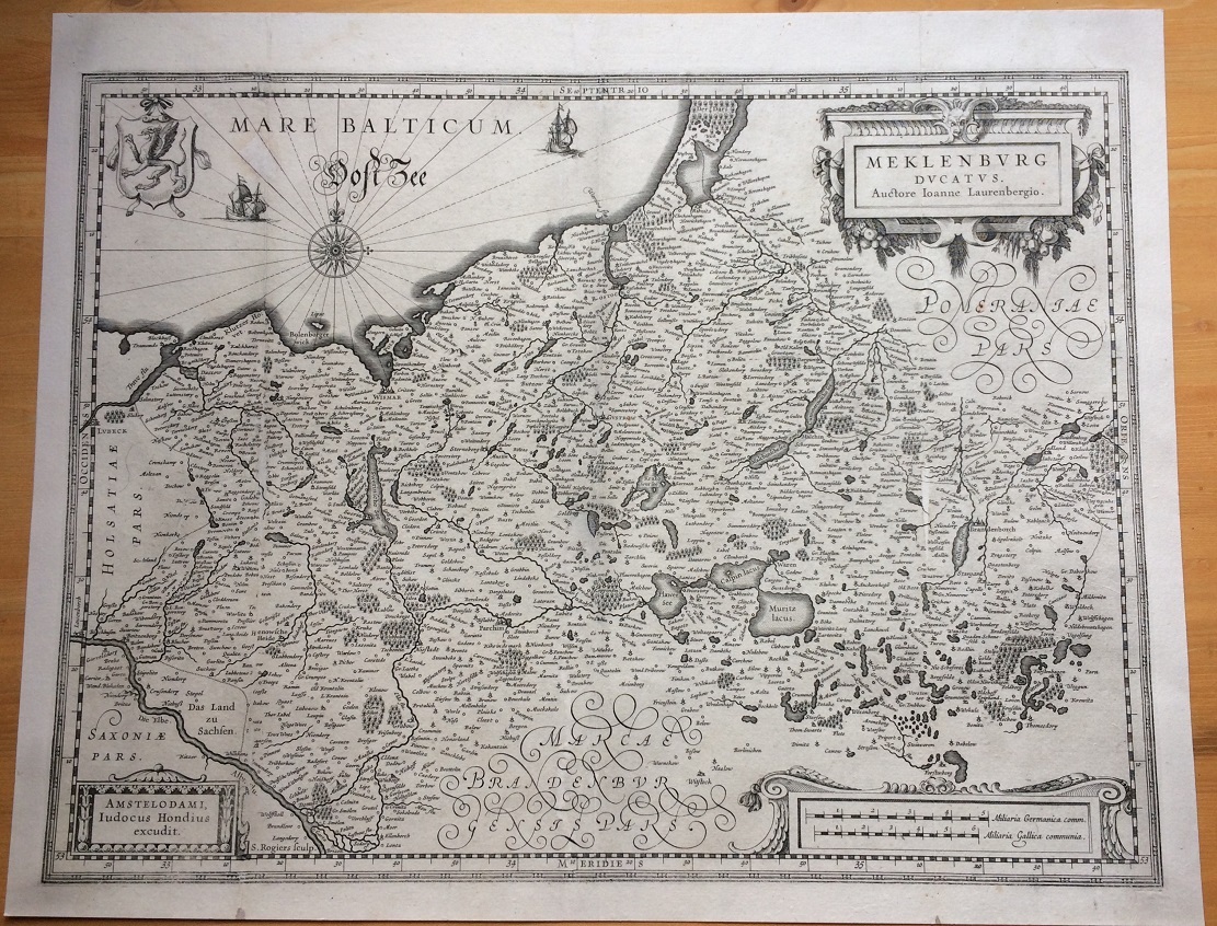 Карта немецкого княжества Мекленбург 1640 год.