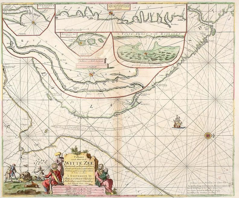 Карта Баренцева моря 1710 год.