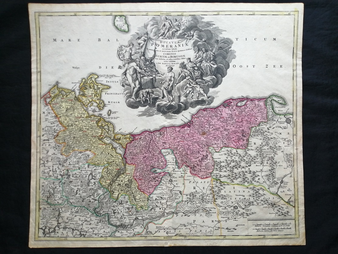 Антикварная карта Померании 1720 год.