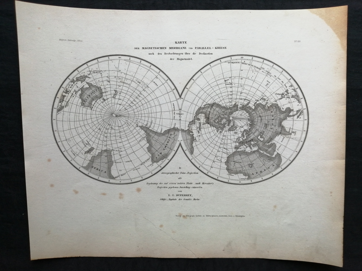 Карта Полюсов земли 1852 год.