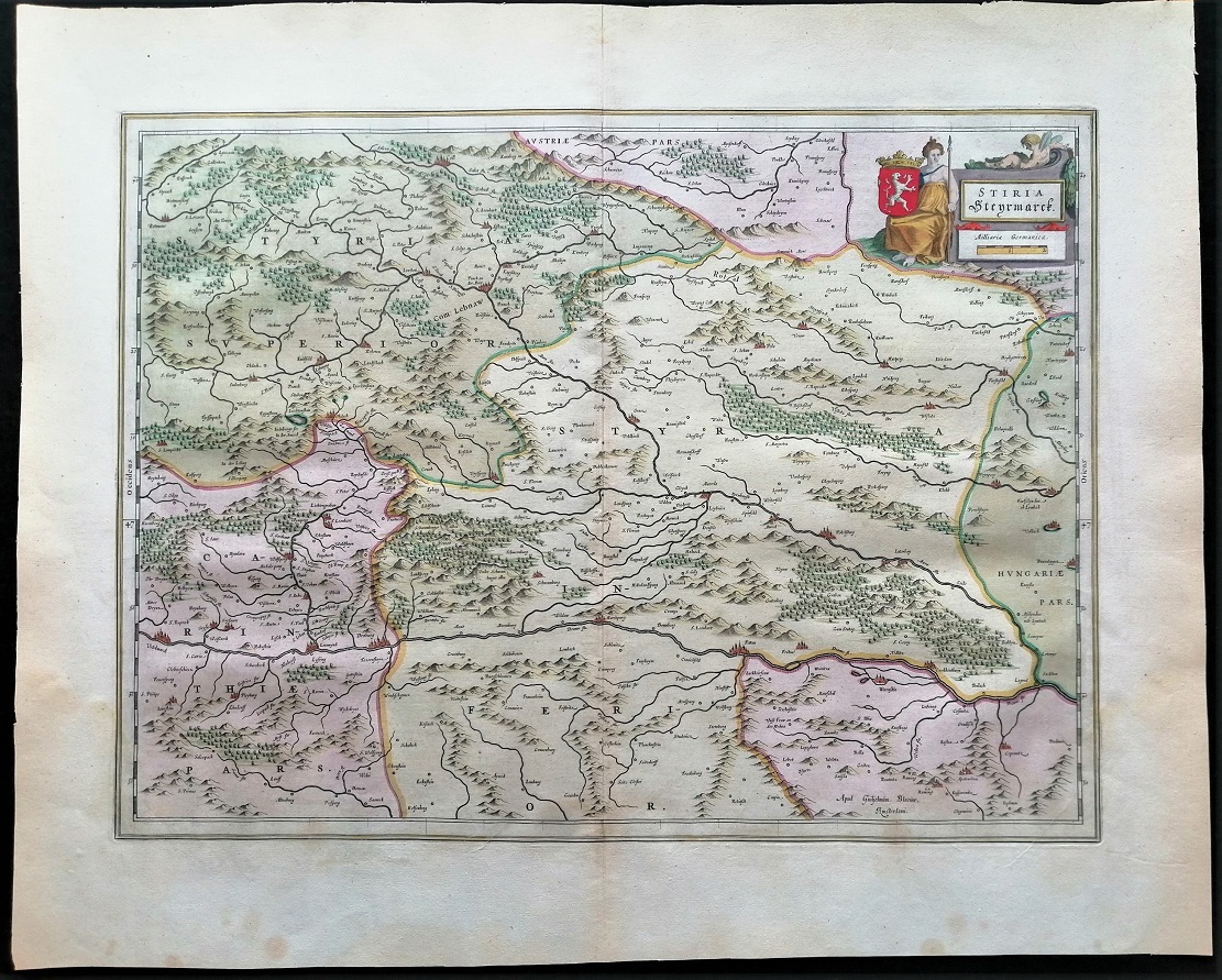 Антикварная карта Штирии 1640 год.