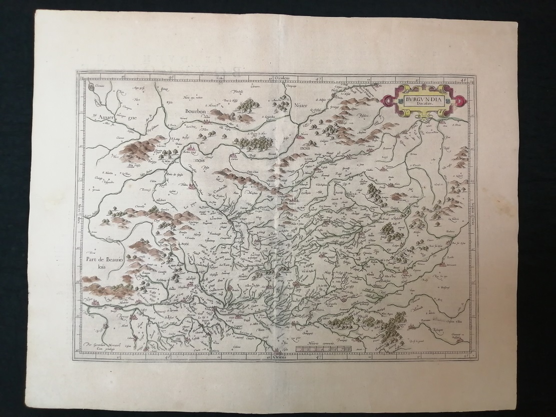 Антикварная карта Бургундии 1620 год.
