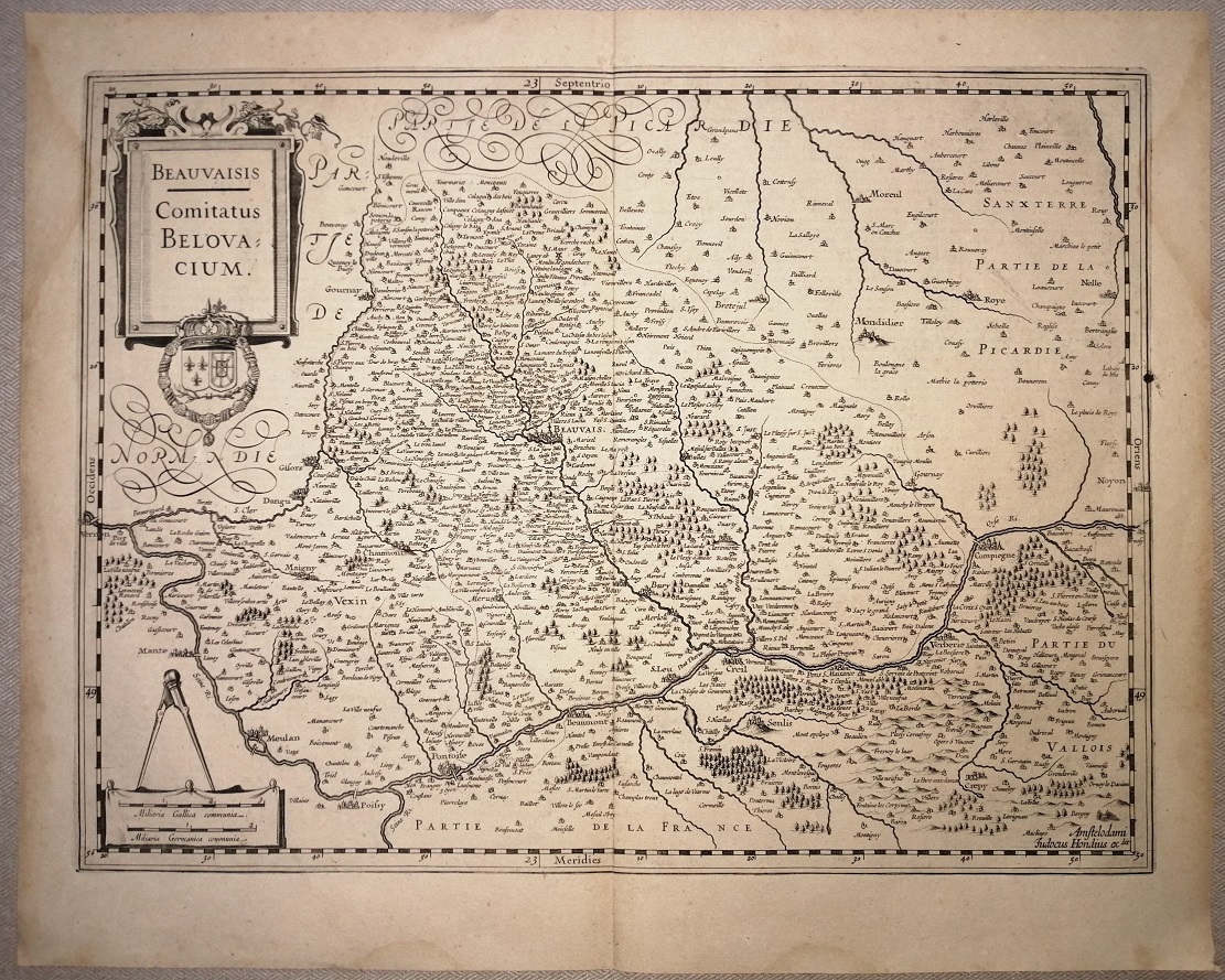 Карта Французского региона Бове 1630 год.