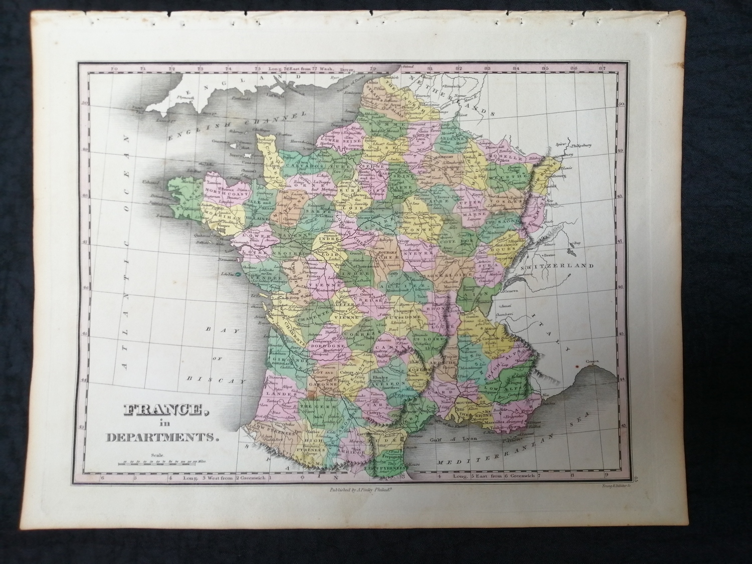 Карта Франции 1824 год.
