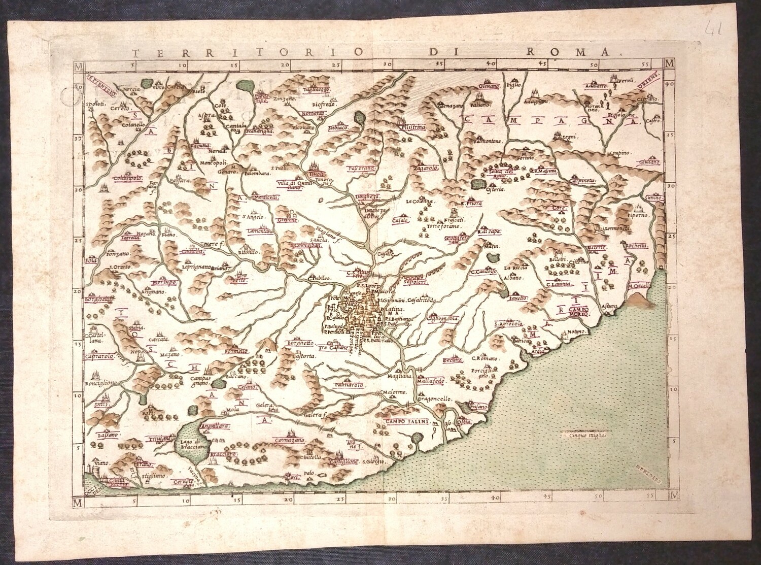 Карта территорий Рима 1574 год.