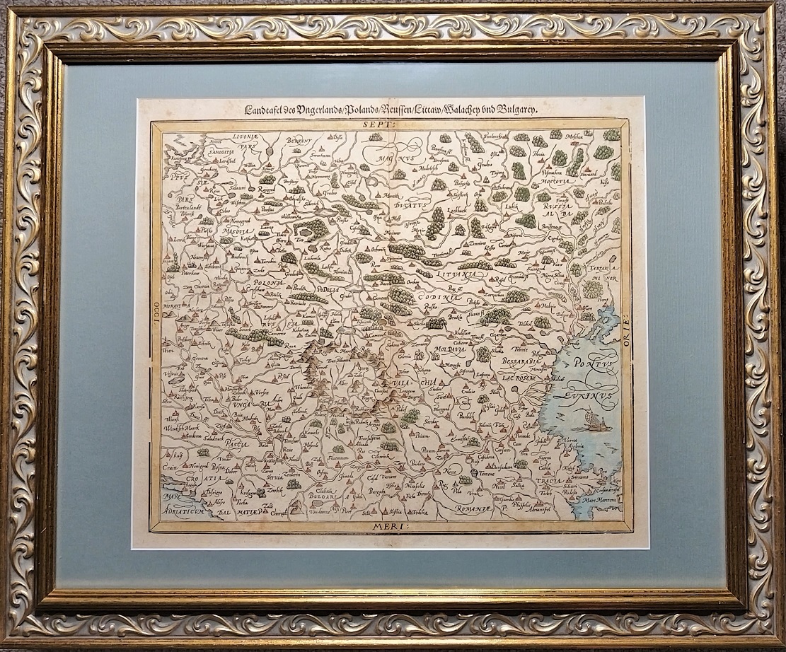Карта Восточной Европы 1550 год.