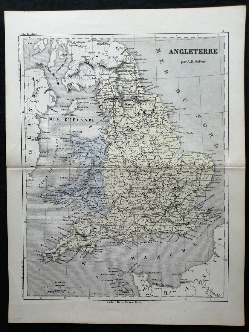 Карта Англии 1855 год.