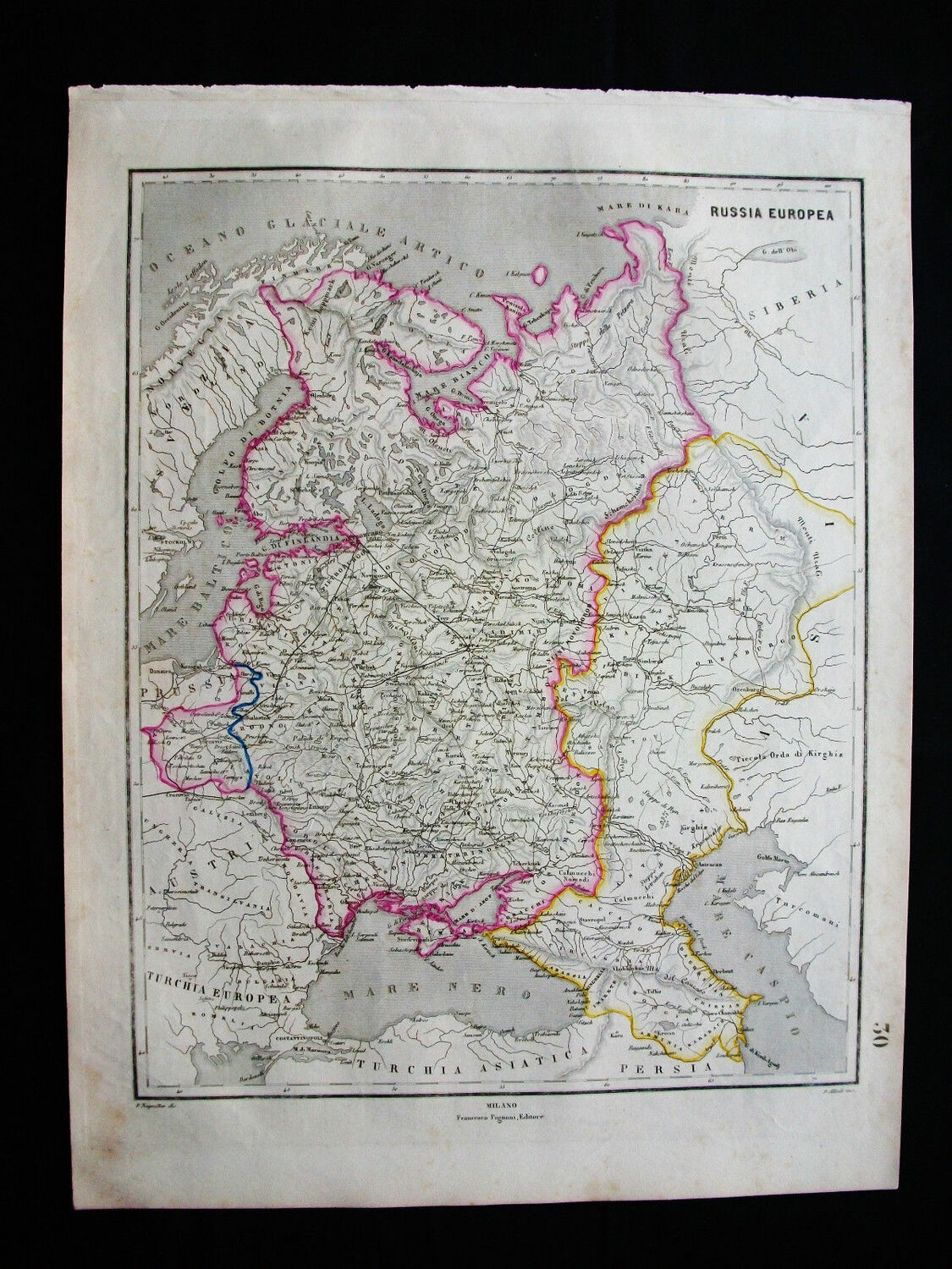 Антикварная карта Европейской России 1860 год.