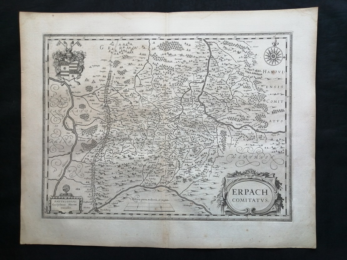 Антикварная карта немецкой земли Эрпах 1635 год.