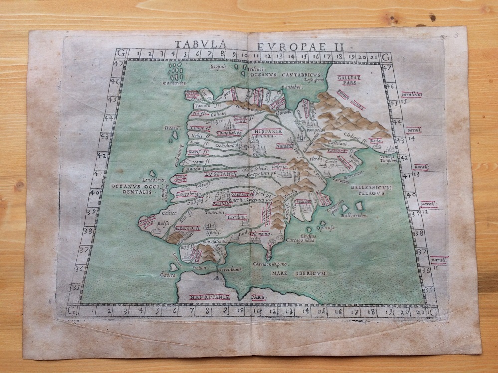 Антикварная карта Римской Испании 1574 год.