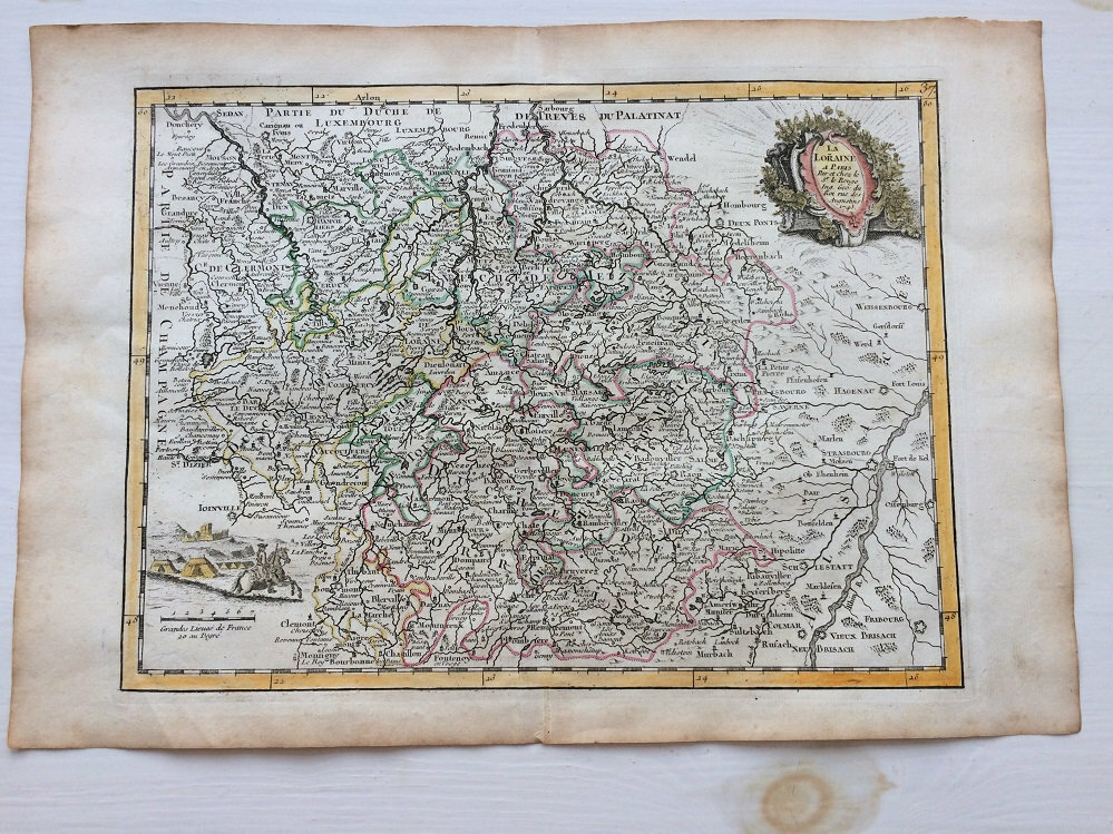 Антикварная карта областей Северной Франции 1756 год.